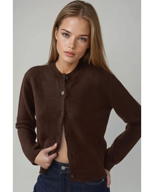 Crew Neck Strickjacke mit weichem Griff