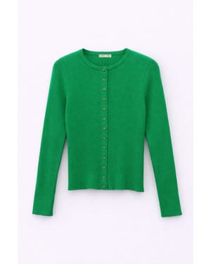 Knopfverschluss Slim Fit Rippstrick-Cardigan