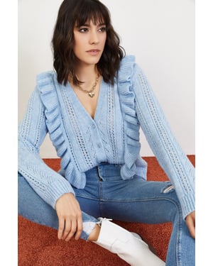 Knöpfen Jacquard-Muster Langarm-Cardigan
