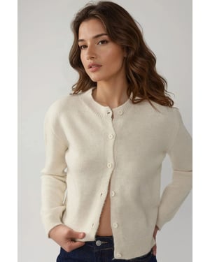 Crew-Neck Strickjacke mit weichem Griff