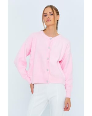 Knopf Oversize Strukturstrickjacke