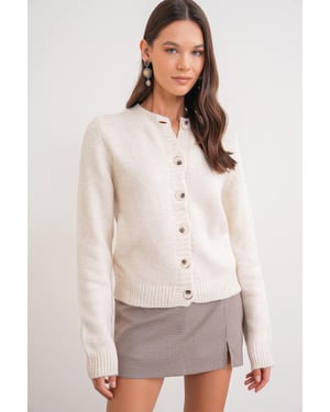 Rippstrick-Button-Cardigan