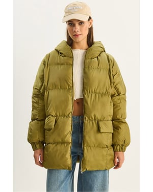 Kapuzensackjacke in Übergröße aus dickem Puffer-Material