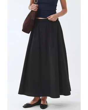 Elastischer Midirock mit Taschen und Gummibund