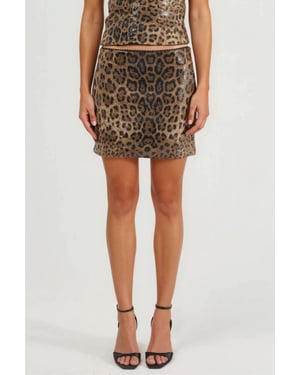 Leopardenmuster Minirock mit Pailletten
