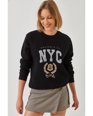 Gesticktes Rundhals-Cotton-Sweatshirt