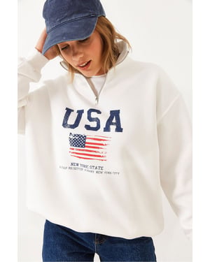 Reißverschlussbedruckter Pullover