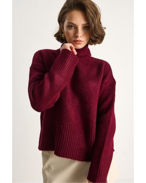 Übergroßer Strickrollkragenpullover