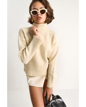 Übergroßer Strickrollkragenpullover