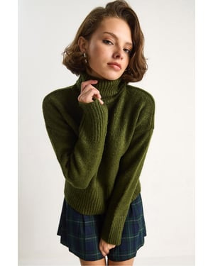 Übergroßer Strickrollkragenpullover