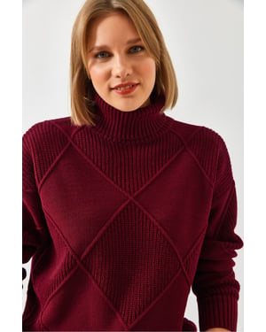 Strickpullover mit Stehkragen