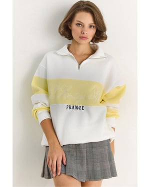 Bedrucktes Relaxed Fit Polo Sweatshirt