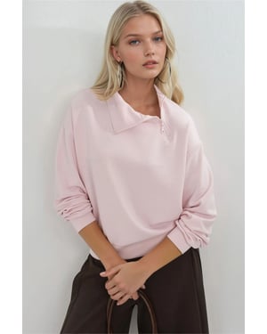 Lässiger Schnitt Sweatshirt mit Reißverschlusskragen