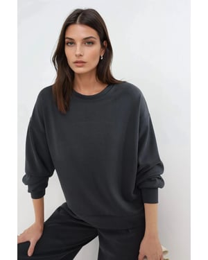 Entspannt geschnittenes Rundhals-Modal-Sweatshirt