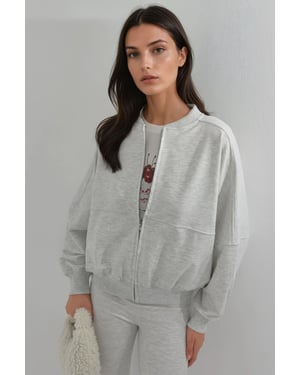 Lässiger Schnitt Vollreißverschluss Sweatshirt