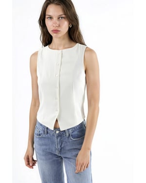 Knopflose ärmellose Bluse