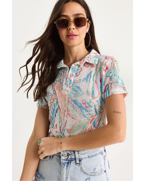 Blumen Polohemd Bluse