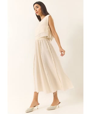 Texturierte Bluse und Rock aus Musselin, zwei-teiliges Set