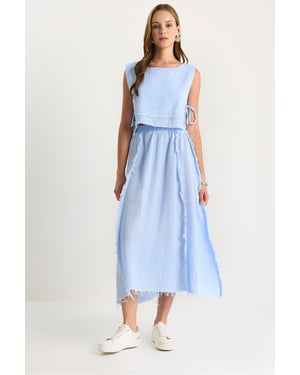 Texturierte Bluse und Rock aus Musselin, zwei-teiliges Set
