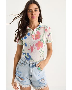 Blumen Polohemd Bluse