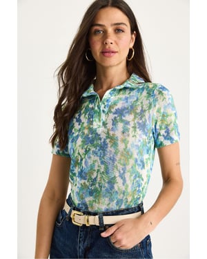 Blumiges Polohemd Bluse