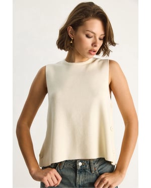 Knopfdetaillierte Strickbluse