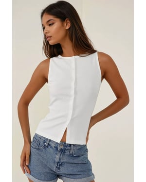 Fitted Pullover mit Knopf details