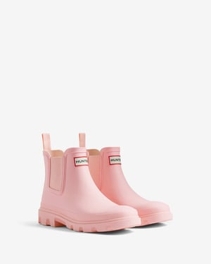 Hunter Downpour Chelsea Gummi Damen Rosa Gummistiefel