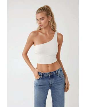 Asymmetrisches Kragen Anpassungsfähiges Crop Top