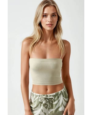 Schlankes, tailloses, geripptes Crop Top