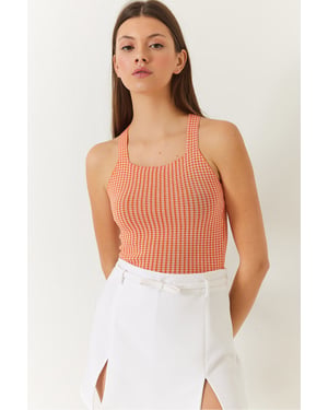 Gingham-Muster Enges Cropped Top