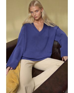 Dicker Strick-V-Ausschnitt-Pullover