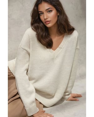 Dicker Strick-V-Ausschnitt-Pullover