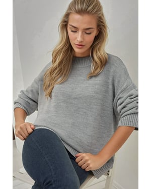 Dicker Strick Rundhals Langpullover