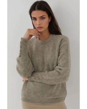 Weicher strukturierter Pullover mit Knopfdetails und langen Ärmeln