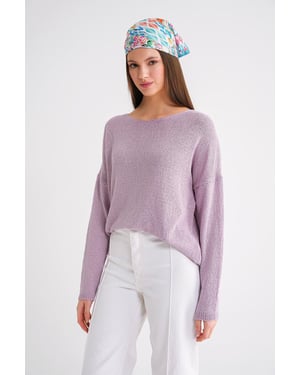 Übergroßer Bootsausschnitt Strickpullover