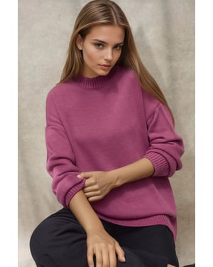 Dicker Strickpullover mit Rundhalsausschnitt