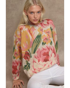 Jacquard-Strickpullover mit Rundhalsausschnitt