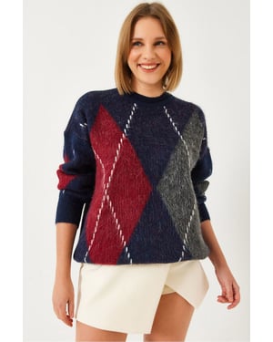 Übergroßer Pullover mit Diamantdruck