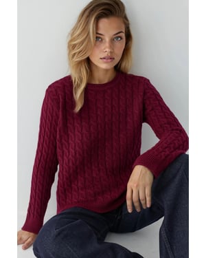 Dicker Haarzopf-Strickpullover mit Rundhals