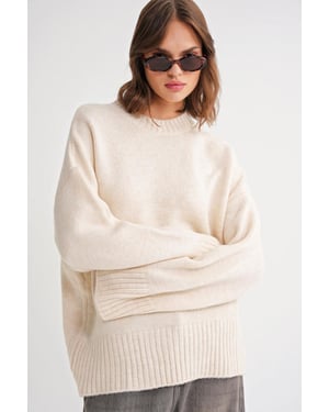 Oversized Rippstrickpullover mit Rundhalsausschnitt