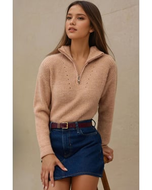 Basic Strickpullover mit Reißverschlusskragen