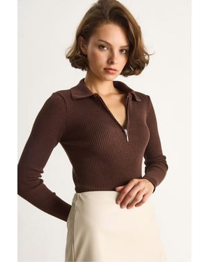 Pullover mit Reißverschluss-Kragen