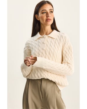 Dicker Zopf-Muster Polokragenpullover