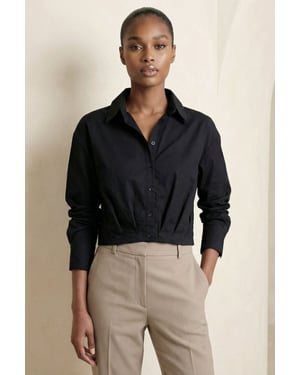 Lässiges Button-Up Crop-Shirt