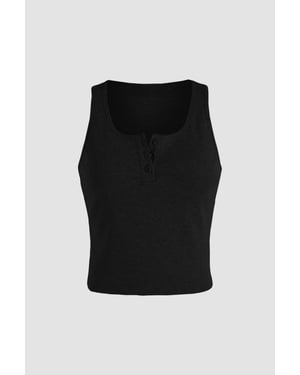 Basic-Button-Detailiert Cropped Top