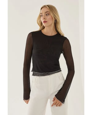 Hiccup Halbtransparente Bluse - Schwarz