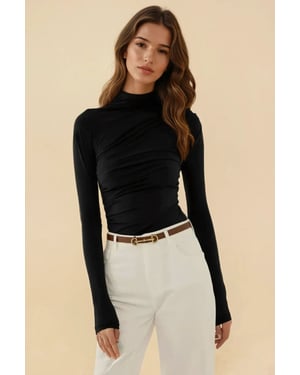 Hochkragen Bluse mit Drapierungsdetails