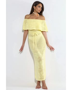 Strick Maxi Bardot Neck Strandkleid