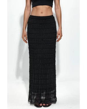 Tüll-Maxikleid mit niedrigem Bund